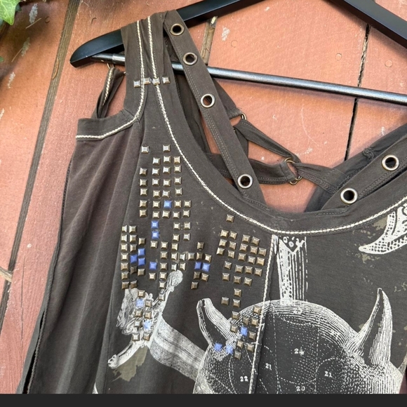 SALVAGE Y2K Vintage Edgy Skull Graphic Long Sleeve Top. XS - Picture 4 of 7